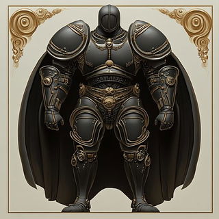 Inkvalley style, Midjourney V6.1: concept art character design of retropunk steam knight