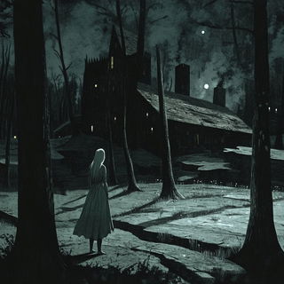 Folk Noir style, Midjourney V6.1: retro fairy-tale illustration