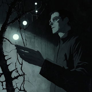 Folk Noir style, Midjourney V6.1: editorial illustration for popular scientific magazine cover