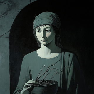 Folk Noir style, Midjourney V6.1: classical 18th-century oil painting