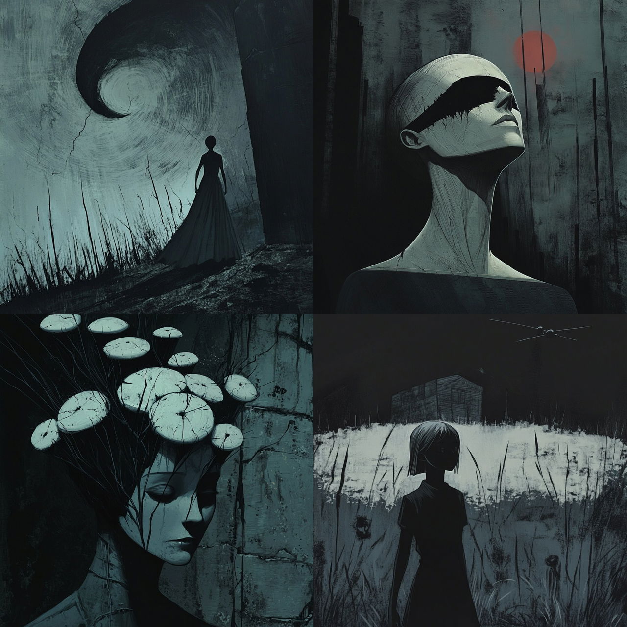 Folk Noir style, Midjourney V6.1, render 1 of 4