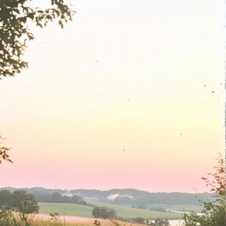 Chasuble Chromatics style, Midjourney V6.1: realistic landscape photograph of quiet dawn