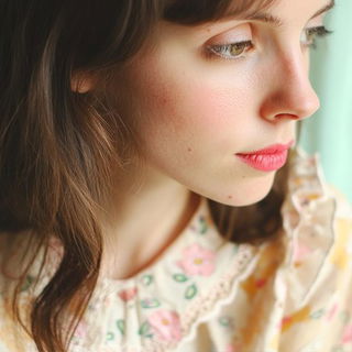 Chasuble Chromatics style, Midjourney V6.1: photographic portrait of female protagonist