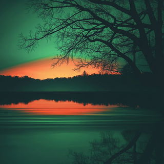 Plaster Dovetail style, Midjourney V6.1: realistic landscape photograph of quiet dawn