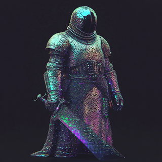 Blackwork Mosaicism style, Midjourney V6.1: concept art character design of retropunk steam knight