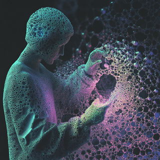 Blackwork Mosaicism style, Midjourney V6.1: editorial illustration for popular scientific magazine cover