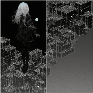 Blackwork Mosaicism style, Midjourney V6.1: black-and-white manga comic strip