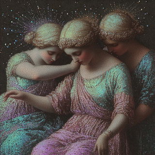 Blackwork Mosaicism style, Midjourney V6.1: classical 18th-century oil painting