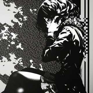 Redswell style, Midjourney V6.1: black-and-white manga comic strip