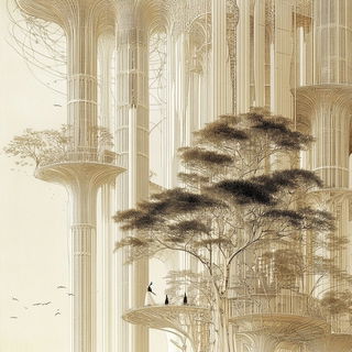 Brushscar Tropic style, Midjourney V6.1: megacity with futuristic bioarchitecture