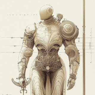Brushscar Tropic style, Midjourney V6.1: concept art character design of retropunk steam knight