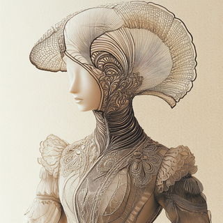 Brushscar Tropic style, Midjourney V6.1: haute-couture fashion outfit