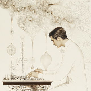 Brushscar Tropic style, Midjourney V6.1: editorial illustration for popular scientific magazine cover