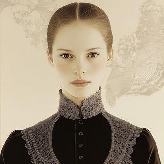 Brushscar Tropic style, Midjourney V6.1: photographic portrait of female protagonist