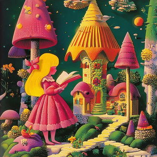 Portalumina style, Midjourney V6.1: retro fairy-tale illustration