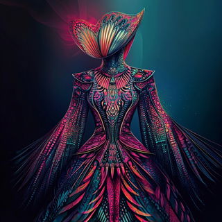 Ornacircle style, Midjourney V6.1: haute-couture fashion outfit