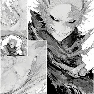 Sundial Chromapunk style, Midjourney V6.1: black-and-white manga comic strip