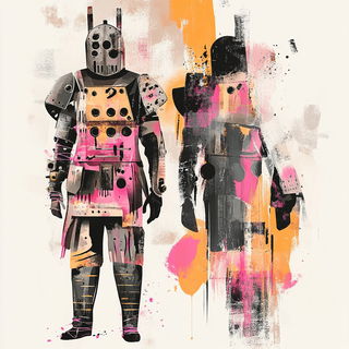 Faunafair style, Midjourney V6.1: concept art character design of retropunk steam knight