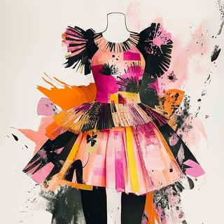 Faunafair style, Midjourney V6.1: haute-couture fashion outfit