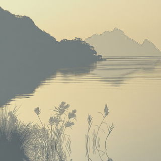 Torii Static style, Midjourney V6.1: realistic landscape photograph of quiet dawn