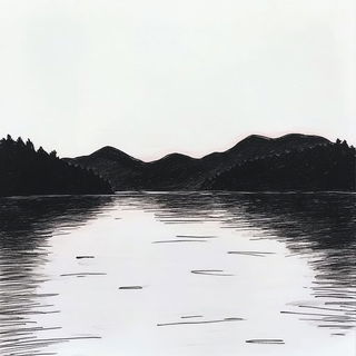 Splattermarine style, Midjourney V6.1: realistic landscape photograph of quiet dawn
