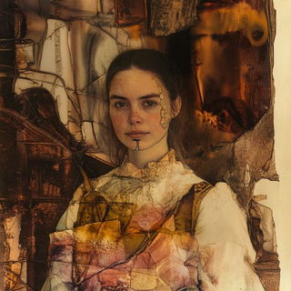Faunabloom style, Midjourney V6.1: photographic portrait of female protagonist