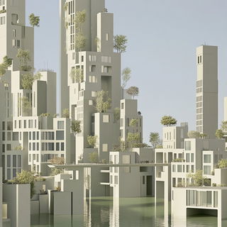 Duneburin style, Midjourney V6.1: megacity with futuristic bioarchitecture