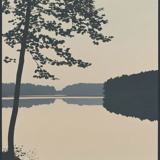 Duneburin style, Midjourney V6.1: realistic landscape photograph of quiet dawn