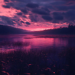Contourgloam style, Midjourney V6.1: realistic landscape photograph of quiet dawn