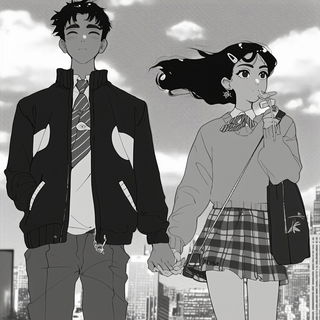 Via Alba style, Midjourney V6.1: black-and-white manga comic strip