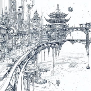 Machinolith style, Midjourney V6.1: megacity with futuristic bioarchitecture