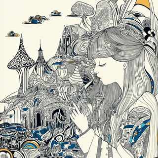 Machinolith style, Midjourney V6.1: retro fairy-tale illustration