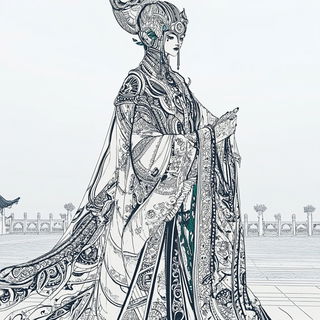 Machinolith style, Midjourney V6.1: haute-couture fashion outfit