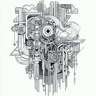 Machinolith style, Midjourney V6.1: typographic composition with large letters