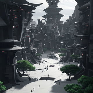 Migrant Starboard style, Midjourney V6.1: megacity with futuristic bioarchitecture