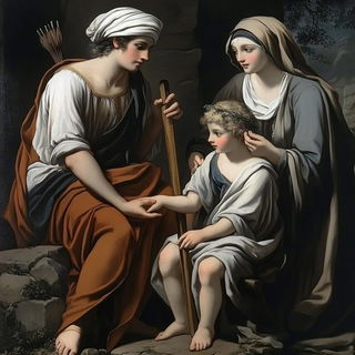Migrant Starboard style, Midjourney V6.1: classical 18th-century oil painting
