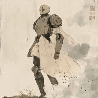 Cryostage style, Midjourney V6.1: concept art character design of retropunk steam knight