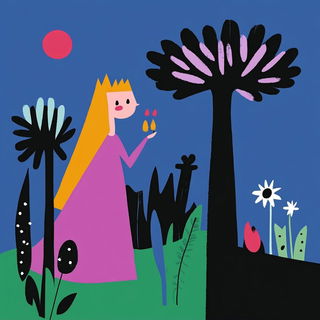 Tealphantasmics style, Midjourney V6.1: retro fairy-tale illustration
