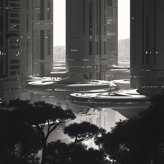 Chrysalid Interior Bureau style, Midjourney V6.1: megacity with futuristic bioarchitecture