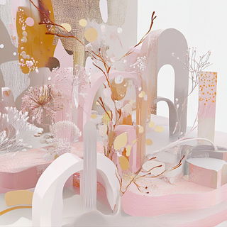 Embercliff Striation style, Midjourney V6.1: abstract 3D render