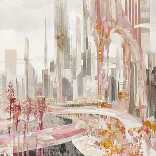 Embercliff Striation style, Midjourney V6.1: megacity with futuristic bioarchitecture
