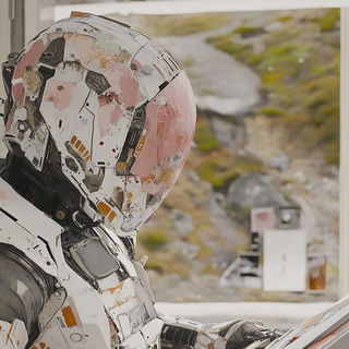 Embercliff Striation style, Midjourney V6.1: cinematic shot from sci-fi movie