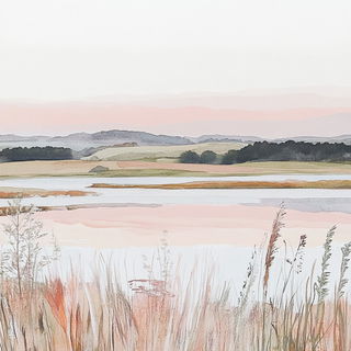 Embercliff Striation style, Midjourney V6.1: realistic landscape photograph of quiet dawn
