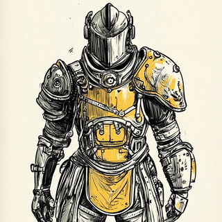 Papercastle Panoramics style, Midjourney V6.1: concept art character design of retropunk steam knight