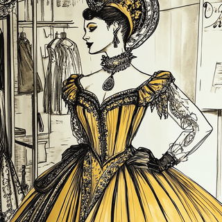 Papercastle Panoramics style, Midjourney V6.1: haute-couture fashion outfit