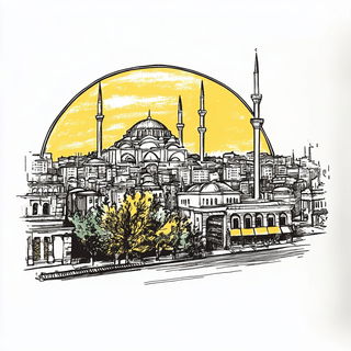 Papercastle Panoramics style, Midjourney V6.1: bold minimalist logo design for Istanbul city municipal services