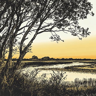 Papercastle Panoramics style, Midjourney V6.1: realistic landscape photograph of quiet dawn