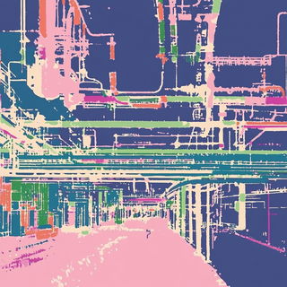 Hollowhill Presswork style, Midjourney V6.1: technical infrastructure blueprint schematics