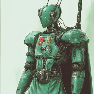 Blackline Astral Folklore style, Midjourney V6.1: concept art character design of retropunk steam knight