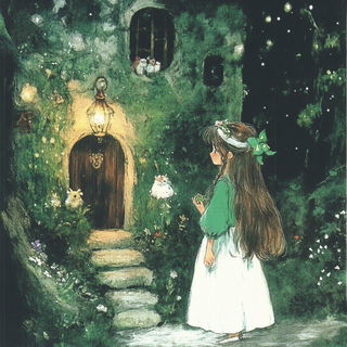 Blackline Astral Folklore style, Midjourney V6.1: retro fairy-tale illustration